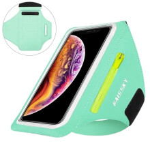 HAISSKY Running Armband compatible with iPhone 16 15 14 13 12 Pro Max 14 Plus, compatible with Samsung S24 Ultra, Zipper Arm Bag for compatible with