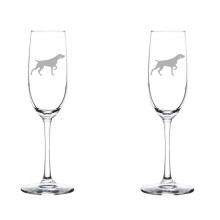 Set of 2 Glass Champagne Flutes Sparkling Wine Glasses German Shorthaired Pointer (8 oz Stemmed)