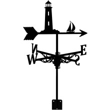 Lighthouse Metal Roof Weather Vane with Easy Mount, Rust Resistant Retro Outdoor Wind Indicator