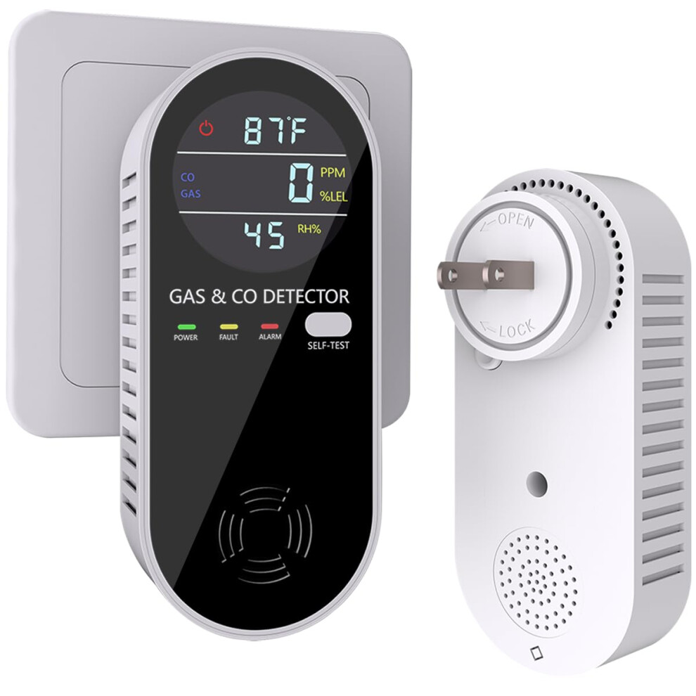 4In1 Plugin Natural Gas And Carbon Monoxide Detector With Lcd, Temp And Humidity Sensor, 2 Pack 9113335051027
