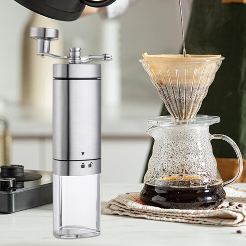 Manual Coffee Grinder Stainless Steel with Ergonomic Triangular Handle for Travel Camping Office 1