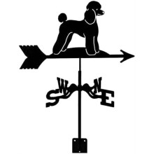Metal Roof Mount Weather Vane with Poodle Design, Outdoor Wind Direction Indicator for Garden