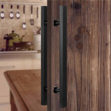 Black Barn Door Pull Handle, Modern Stainless Steel Door Handle for Wood and Glass, Indoor Outdoor Rust Resistant