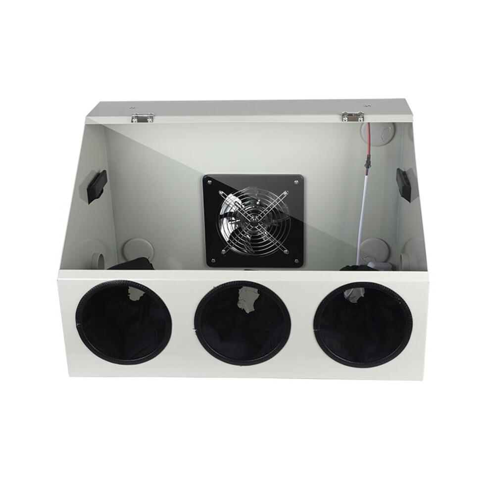 Electric Grinding Table Polisher With Led Fan, Fully Enclosed Acrylic Dust Box, 3Hole Sleeve White 9053599428060
