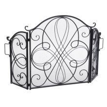 Silver Foldable 3Panel Fireplace Screen with Elegant Floral Design, Fireproof Safety Barrier