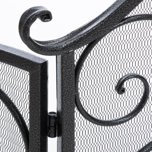 Silver Foldable 3Panel Fireplace Screen with Elegant Floral Design, Fireproof Safety Barrier 1