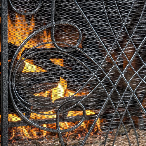Silver Foldable 3Panel Fireplace Screen with Elegant Floral Design, Fireproof Safety Barrier 2