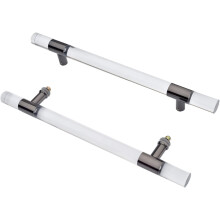 Modern Black Clear Acrylic Glass Door Handle 86cm, DoubleSided Luxury Pull Bar for Sliding Doors
