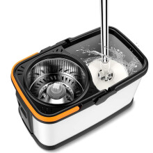 Spin Mop and Bucket with 360 Rotating Head, Stainless Steel Basket, Adjustable Handle Wet Dry Set