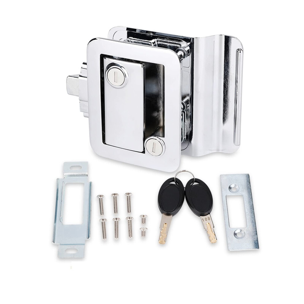 Rv Door Lock With Deadbolt Chrome Zinc Alloy Trailer Camper Entry Handle Replacement 9164114661951