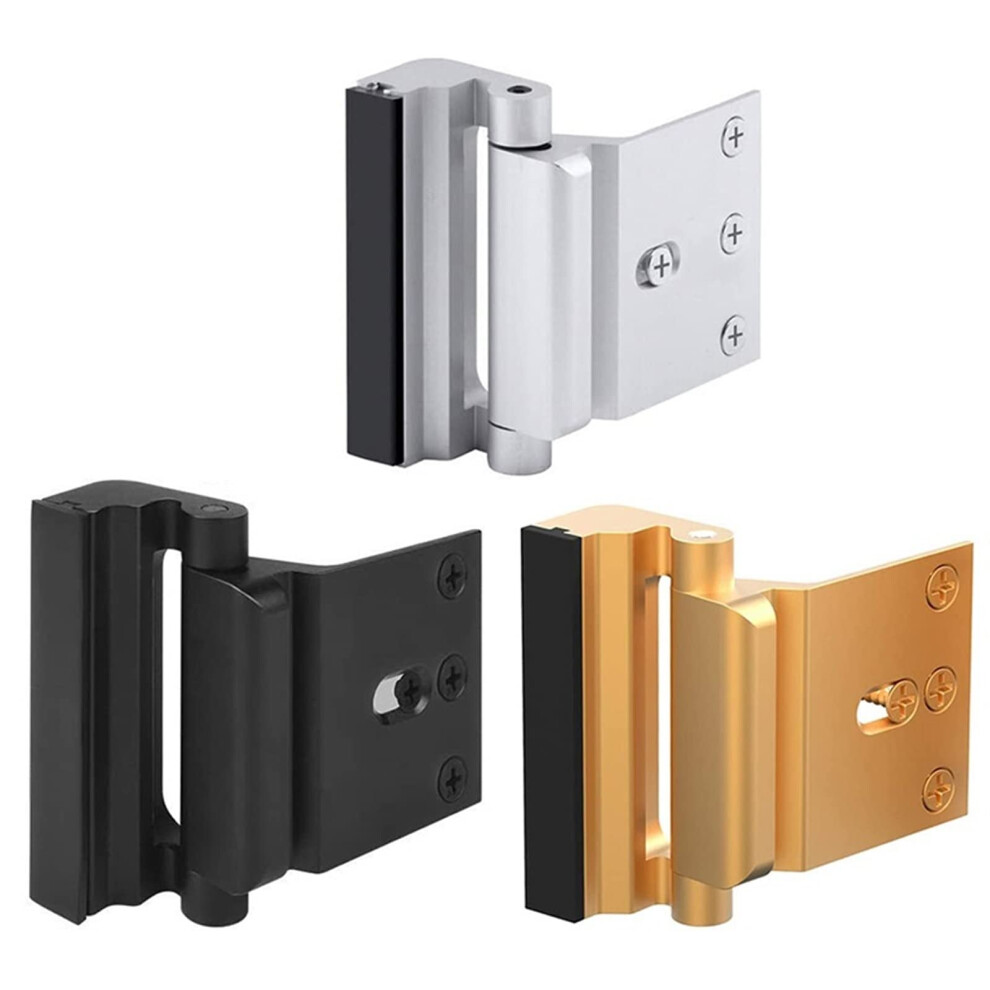 Door Reinforcement Lock 800Lbs Force Resistant Heavy Duty Home Security Lock, 2Pcs Silver 9164114663214