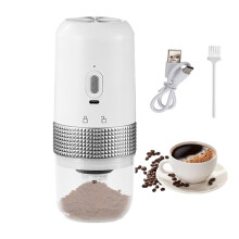 Electric Coffee Grinder with Adjustable Settings and Uniform Grinding for Home and Travel White