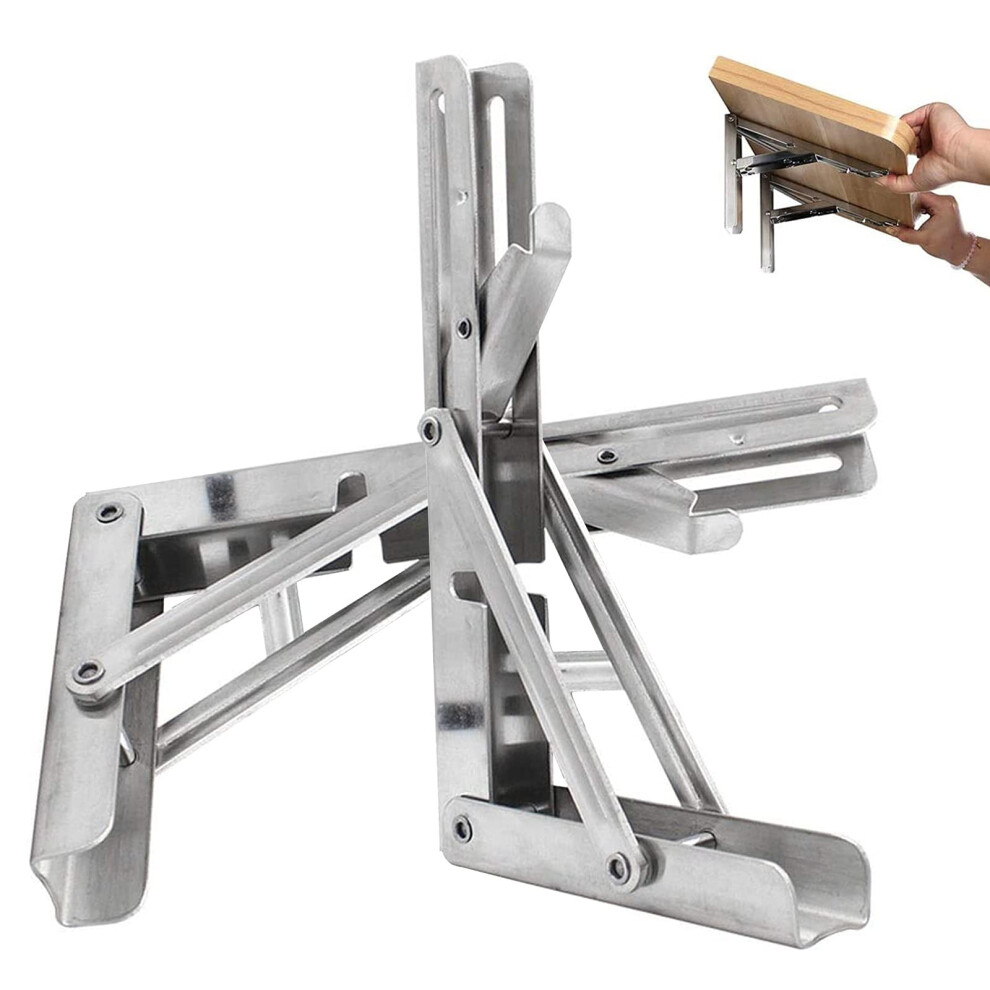 Heavy Duty Folding Shelf Brackets With Lockable 90 Hinge, Stainless Steel Wall Mounted 2 Pack 9113335052512