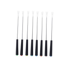 8pcs Stainless Steel Cheese Fondue Forks with HeatResistant Plastic Handle for Party and Camping