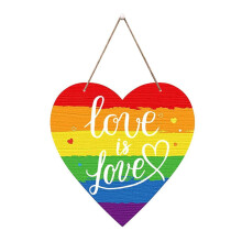 Regenbogen-Willkommensschild, Türschild für die Gay Pride, hängendes Holzschild, Kranz für Lesben` B2Q9