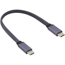 Cabo USB 3.1 Tipo C trançado, plano e curto. Cabo de extensão USB 3.1 Tipo C macho para macho, 4K@60Hz Gen2.