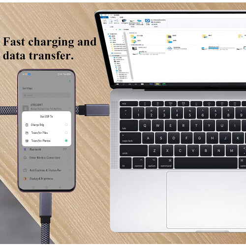 Πλεγμένο καλώδιο USB 3.1 τύπου C, επίπεδο, κοντό, 3.1USB τύπου C αρσενικό σε αρσενικό, 4K@60Hz 2