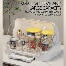 YOTQUSKI Baby Bottle Drying Rack with Cover & Removable Drain Tray, Portable Organizer for Toddler Bottles & Storage Box