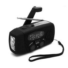 Easter Offers! High Quality Crank Radio with Solar Cells, Flashlight and 2000mAh Powerbank SOS Emergency - black 300 black