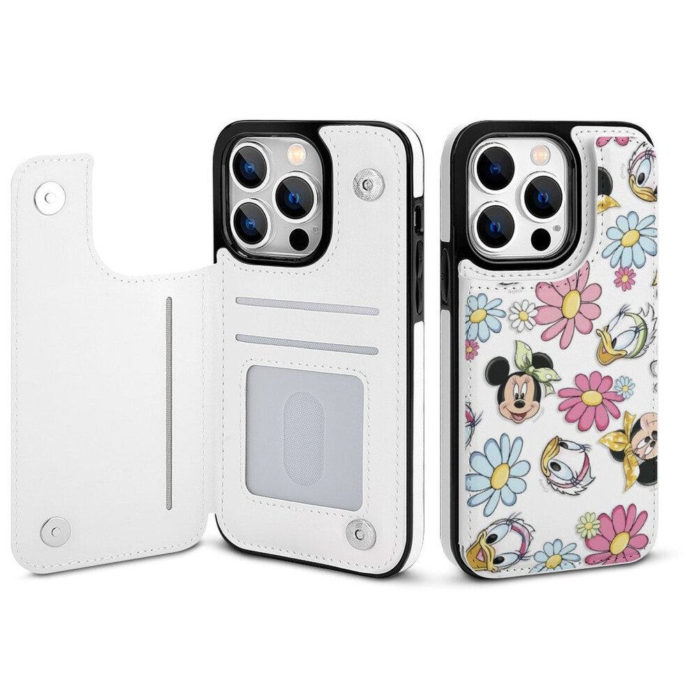 Mickey Mouse Compatible Iphone 14 Pro Wallet Case With Card Holder, Pu Leather Flip Folio, Magnetic Clasp & Shockproof Cover For Women/Girls 9395123782928