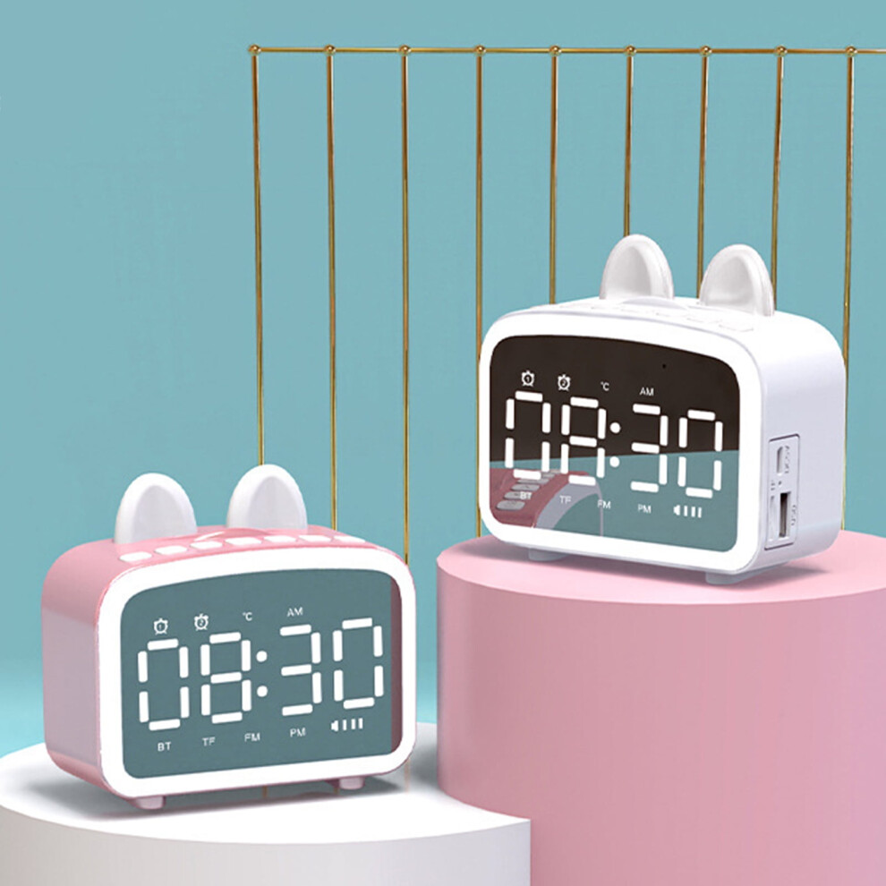 Susuchens Q8 Bluetooth-Compatible 5.0 Wireless Multi-Function Speaker Led Alarm Clock Mirror Light/Pink 9395123783840