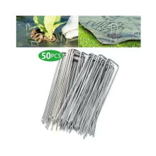 Set di 50 picchetti di fissaggio in acciaio zincato per rete anti-erbacce - 200x40mm - Ø2.5mm