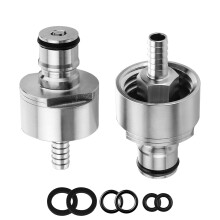 2 PCS Stainless Steel Carbonation Cap for Soda Bottles, Ball Lock with 5/16'' Barb and Extra Seals