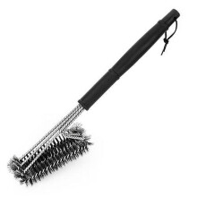 [Pack of 3] BBQ Grill Cleaning Brush Stainless Steel Barbecue Cleaner w/ 18in Suitable Handle Stiff Wire Bristles for Grill Cooking Grates