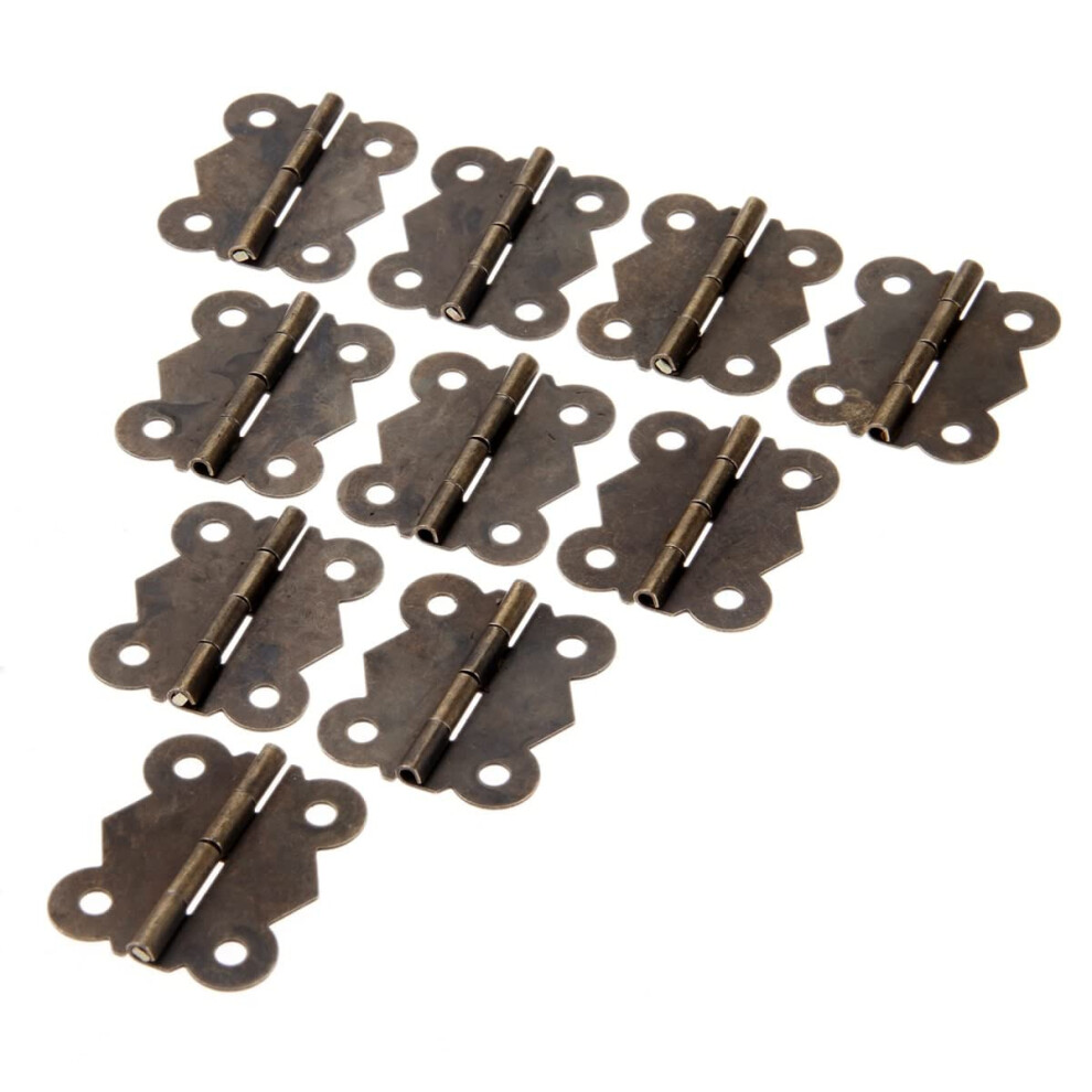 Small Antique Butterfly Hinges With Screws For Jewelry Boxes, Bronze Vintage Decorative Design, 50Pcs 9164114663023