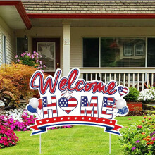 Plastic Yard Signs Display Decorations for Outdoor Garden Decoration WELCOME HOME Red 240x360x4mm