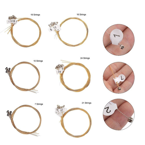 AFQH 7 10 1619 21 24Strings Lyre Brass Strings Set Lyre Harp Nylon String Replacement 1