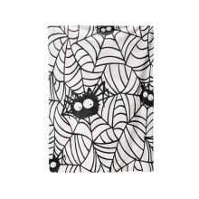 Halloween Throw Blanket Soft Plush Flannel with Spider Webs & Pumpkins, Cozy White Blanket for Party, Sofa, Bed, Living Room Decor