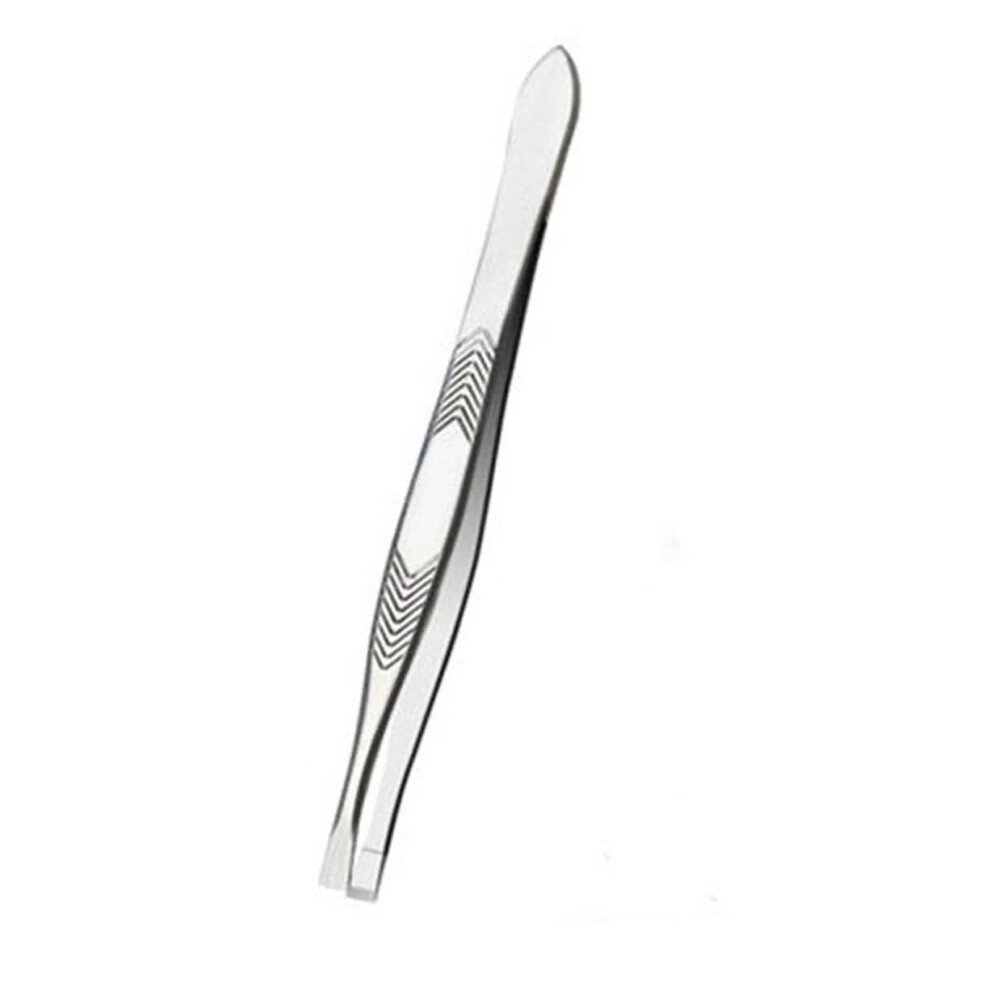 Stainless Steel Eyebrow Tweezers with Flat Tip for Precision Hair Removal and NonSlip Grip