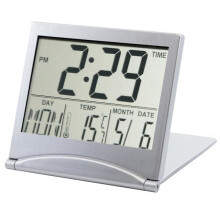 Horloge de bureau numérique LCD, horloge de voyage avec thermomètre