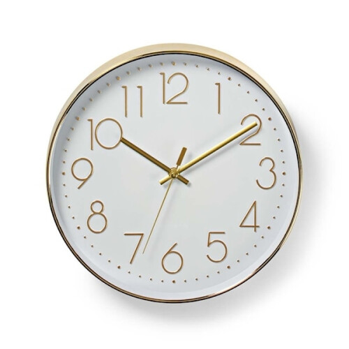 Nedis Wall Clock | Diameter: 300 mm | Plastic | Gold / White 1