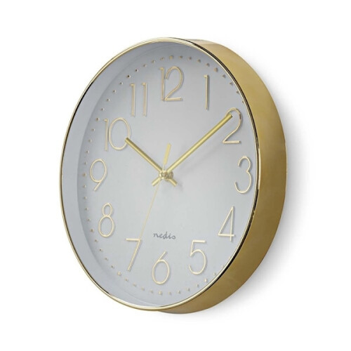 Nedis Wall Clock | Diameter: 300 mm | Plastic | Gold / White 2