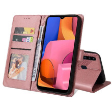 Flipfodral kompatibelt med Samsung Galaxy A20s Premium Läderställ Stötsäkert Skydd mot 4 Hörn Tre Kortfack