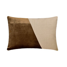 Lot de 2 housses de coussin lombaire décoratives marron HomeCentric 30 x 50 cm, patchwork de velours et blocs de couleur, style moderne