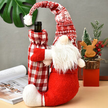Housse de bouteille de vin de Noël Donemore, compatible avec les bouteilles de champagne de Noël, ornement de poupée sans visage pour la