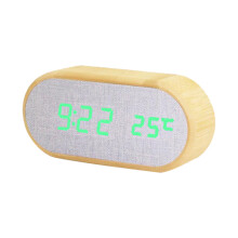Réveil numérique YgkuHd, horloge de bureau ronde en bois avec 4 alarmes, contrôle du volume, variateur LED 50-100%, décoration pour table de