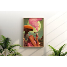 Egolös (Retro Surrealistisk Konst, Svampkonst, Cannabis Poster, Vintage Väggtryck, Trippy Väggkonst)