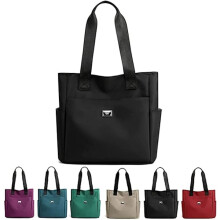 Schwarze Nylon-Schultertasche für Damen, großes Fassungsvermögen, wasserdicht, ideal für Schule, Shopping, Reisen, Arbeit und den täglichen