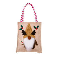 Sac à bonbons de Noël pour enfants, sac à bandoulière décoratif rayé en peluche douce avec motif dessin animé 3D, cadeau brodé festif pour le