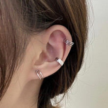 Boucles d'oreilles clips d'oreille trois pièces tendance 2021, sans perçage, rouge vif, pour femmes, simples et personnalisables.