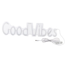 ZPSHYD Good Vibes -neonkyltti, Good Vibes -kirjainten muotoinen läpinäkyvä paneelineonvalot USB-LED-valo-LED-kyltti huoneen sisustukseen