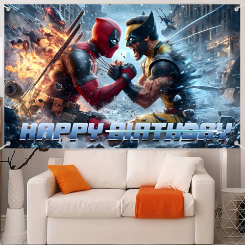 Deadpool vs Wolverine feestartikelen, decoratie, achtergrondbanner 5x3ft 1