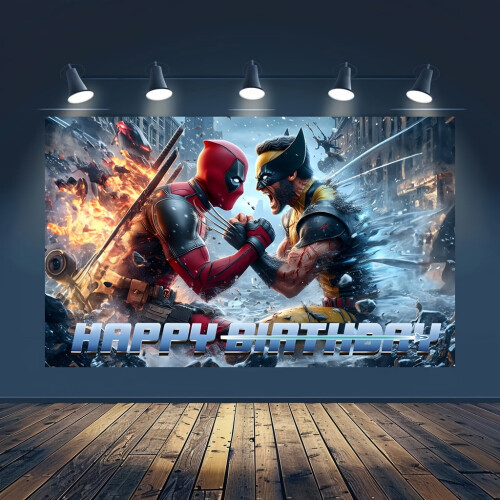 Deadpool vs Wolverine feestartikelen, decoratie, achtergrondbanner 5x3ft 2