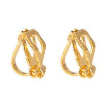 Lot de 20 attaches-boucles d'oreilles à clip en laiton doré pour oreilles non percées, environ 6 mm de large, 13 mm de long et 8 mm d'épaisseur.