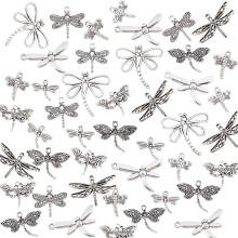 90 Libellen-Anhänger in 9 verschiedenen Stilen, fliegende Tier-Anhänger aus Legierung im tibetischen Stil für Frühling/Sommer,