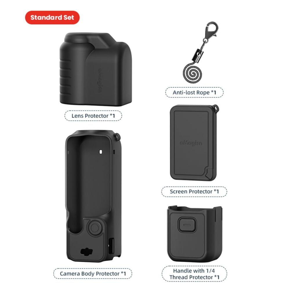 For Dji Osmo Pocket 3 Silicone Protective Case Screen Protective Case Lens Protective Case Threaded Handle Protective Case Sports Camera Accessories 9083649010143